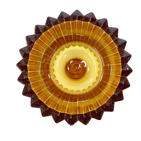 3 Homco Peg Votive Cup Candle Holder Amber Glass Ribbed Autumn Fall Home Decor - Picture 4 of 10